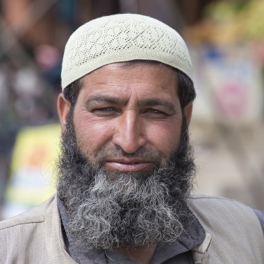 Portrait Indian man. Srinagar, Kashmir, India. Close up
