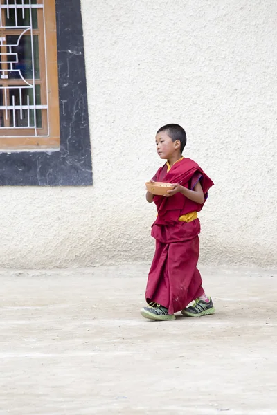 Tibetischer buddhistischer junger Mönch im Kloster Lamayuru, ladakh, Indien — Stockfoto