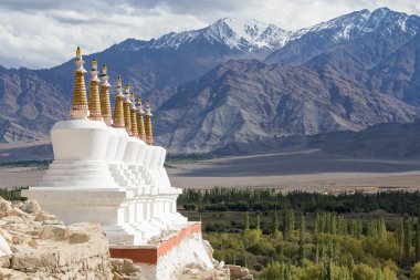 Budist stupa ve Himalaya Dağları. Ladakh, Hindistan shey Palace 