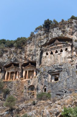 Antik Likya mezar ve kalıntıları Kaunos Antik Kenti, Dalyan, Türkiye