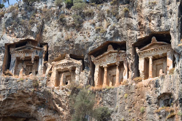 Ancient Lycian tombs and ruins of Caunos, Dalyan, Turkey — Stock Photo, Image