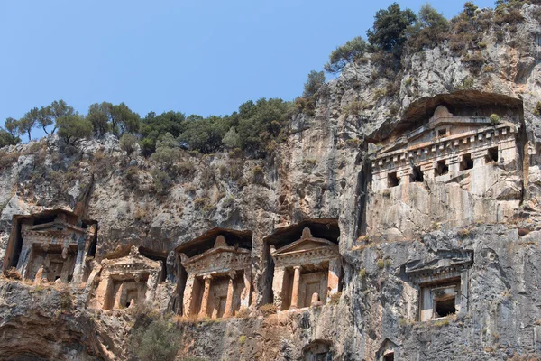 Ancient Lycian tombs and ruins of Caunos, Dalyan, Turkey — Stock Photo, Image