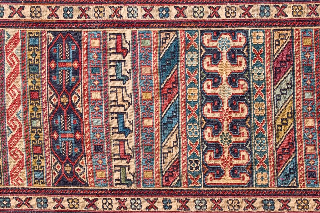 Beautiful and colored traditional handmade turkish carpet Stock Photo