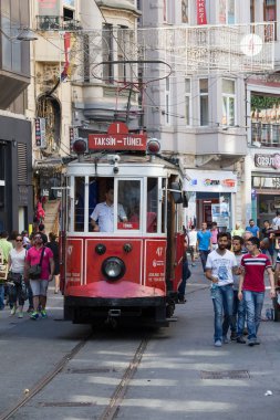 vintage Tramvayda kırmızı: taksim Meydanı İstanbul, Türkiye
