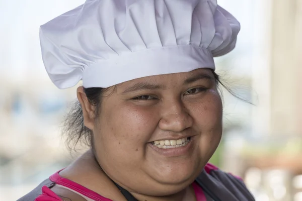 Portrait de la cuisinière en uniforme. Bangkok, Thaïlande — Photo