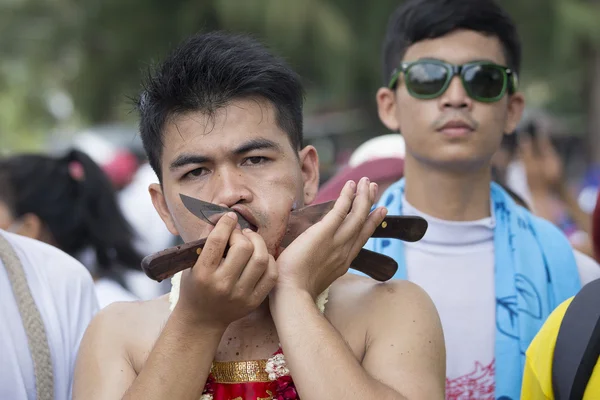 Chiński wegetariańskie Festival w mieście Phuket. Tajlandia — Zdjęcie stockowe