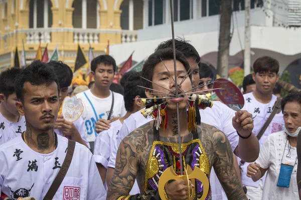 Festival végétarien chinois à Phuket Town. Thaïlande — Photo