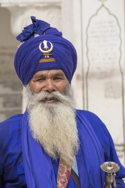 Amritsar, Pencap, Hindistan altın tapınağı ziyaret Sih adam.