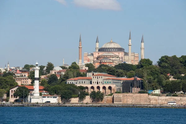 Hagia Sophia and architecture Istanbul, view from Bosphorus strait. Turkey — Stok fotoğraf