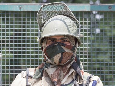 Portre Hint sınır Muhafız Srinagar, Keşmir, Hindistan. 