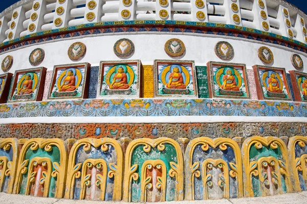 Λεπτομέρεια Shanti Στούπα στην Leh, Τζαμού και Κασμίρ, Ladakh, Ινδία — Φωτογραφία Αρχείου