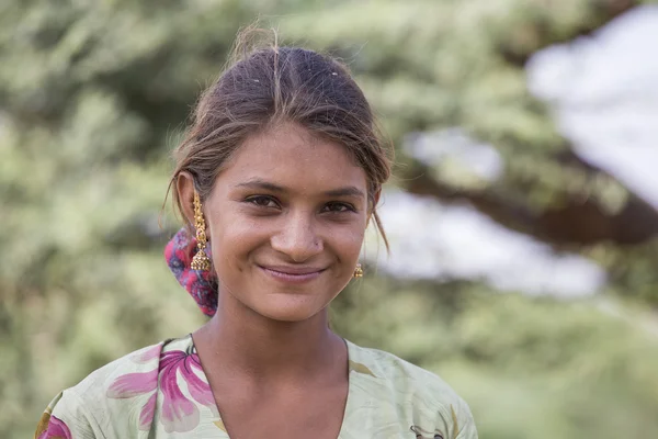 Porträt eines indischen Mädchens. pushkar, indien — Stockfoto