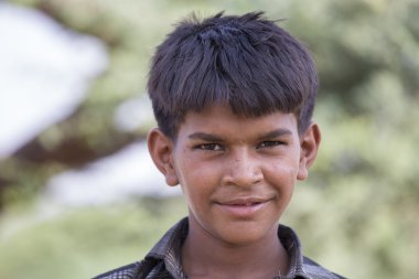 Pushkar portre Hintli çocuk. Hindistan