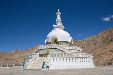 Tall Shanti Stupa near Leh, Ladakh, Jammu and Kashmir, India clipart