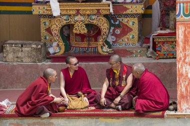 Mistik maskesi Lamayuru Gompa, Ladakh, Kuzey Hindistan, Yuru Kabgyat Budist festivalin zamanında Tsam gizem dans dans sırasında Tibet keşiş