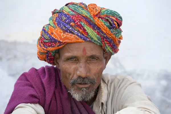 Retrato homem indiano em Pushkar. Índia — Fotografia de Stock