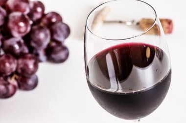 kırmızı şarap ve üzüm.