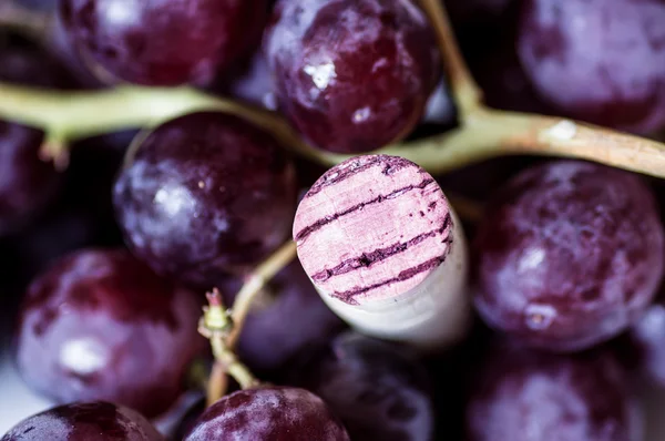 Vino de corcho bayas de uva entre — Foto de Stock