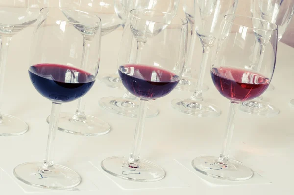 Three glasses of wine for tasting — Stock Photo, Image