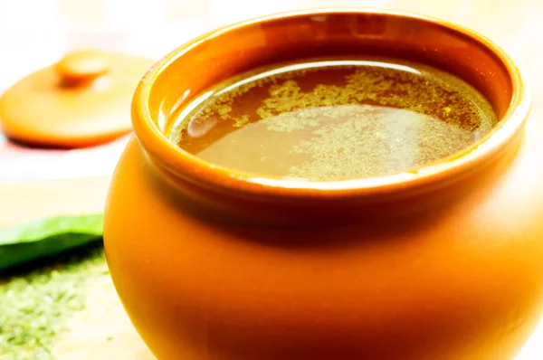 Broth, bouillon, clear soup — Stock Photo, Image