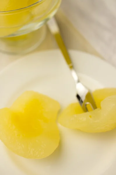 Canned pears dessert — Stock Photo, Image