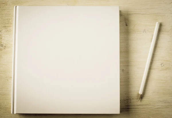Beyaz kitap ve beyaz kalem — Stok fotoğraf