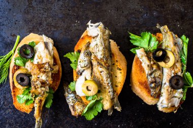 Sandviç, ızgara balık tapas