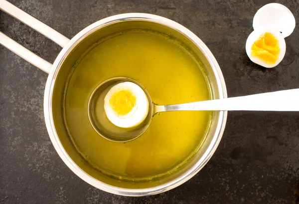 Broth in a saucepan — Stock Photo, Image