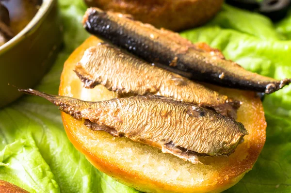 Burger con sardine — Foto Stock