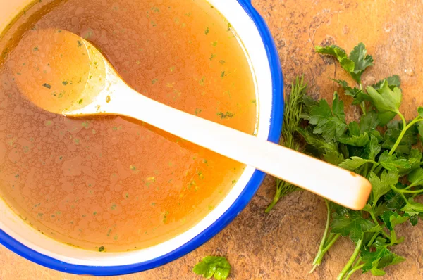 Broth top view — Stock Photo, Image