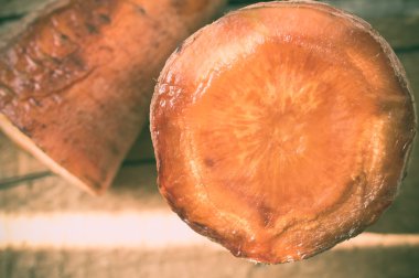 Üstten Görünüm haşlanmış havuç kesim