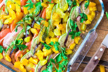 Pişmiş ratatouille Üstten Görünüm