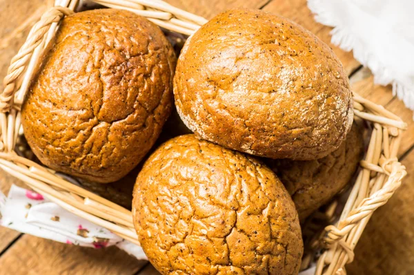 Buns in a basket on the table — Stock Photo, Image