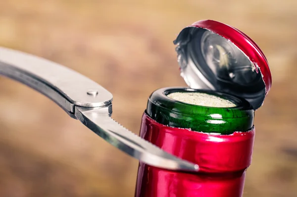 Cutting knife wine aluminum cap — Stock Photo, Image