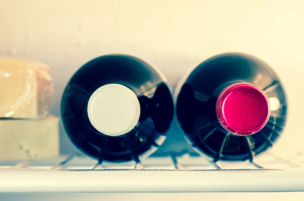 Wine in refrigerator — Stock Photo, Image