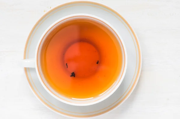 Порцелянова чашка чаю вид зверху — стокове фото