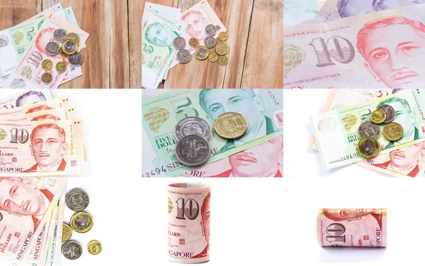 Singapour argent sur fond de table en bois — Photo