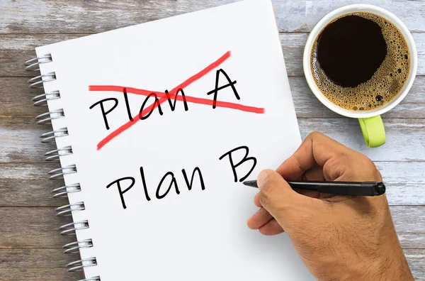 Redigir Plano Escrever Conceito Plano Para Mudança Plano Mão Escrita — Fotografia de Stock