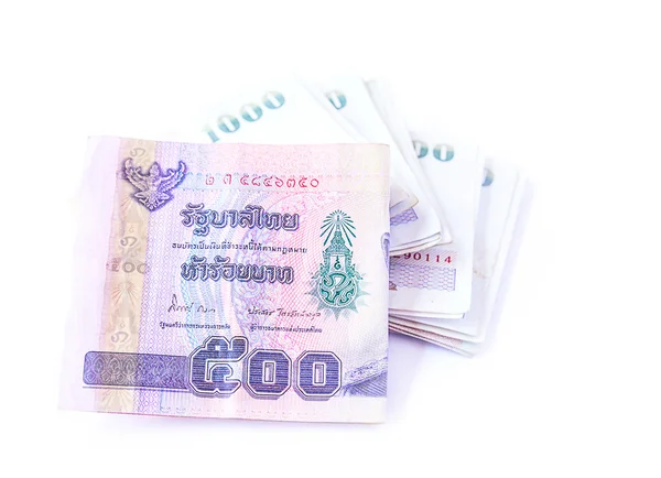 白い背景に分離されたタイの紙幣 — ストック写真