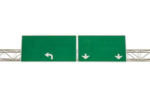 Blank Green Road Sign on white background — Stock Photo, Image