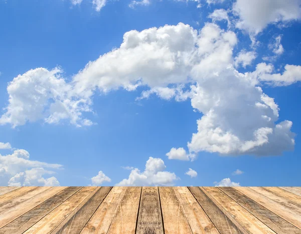 Sunset sky and wood floor, background — Stock Photo, Image