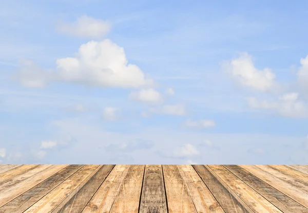 Tramonto cielo e pavimento in legno, sfondo — Foto Stock