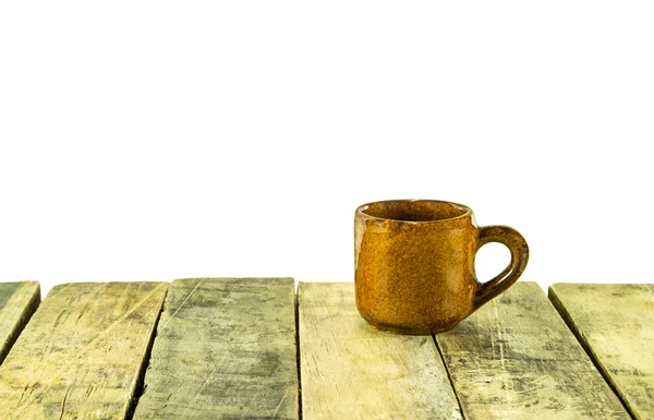 Coffee cup on wooden on a white background — Stock Photo, Image