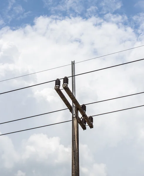 Electricity post in blue sky and clouds — Stock Photo, Image