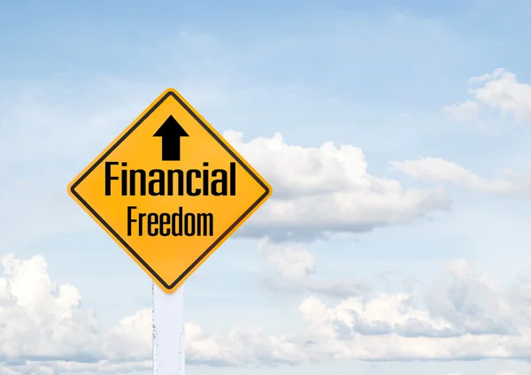Testo cartello giallo per la libertà finanziaria — Foto Stock
