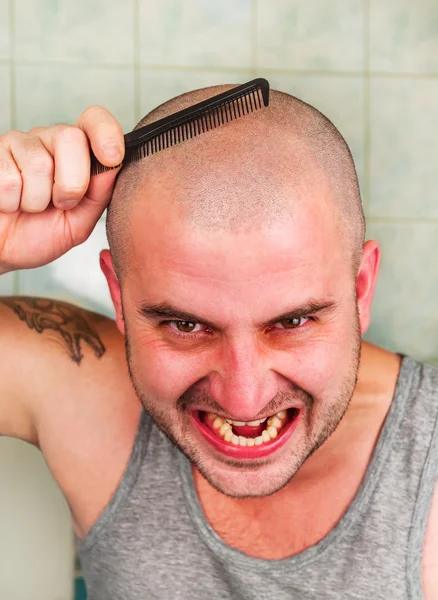 Crazy bald man — Stockfoto