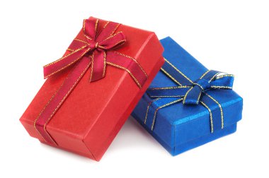 mavi ve kırmızı hediye kutuları