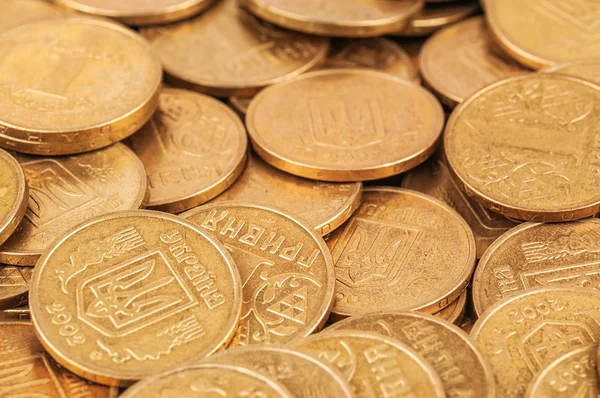 Ukranian Coins Called Hryvna Texture Stock Photo