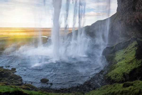 Όμορφη Θέα Στον Καταρράκτη Seljalandsfoss Στην Ισλανδία — Φωτογραφία Αρχείου