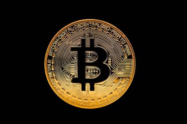 Bitcoin para siyah üzerine izole